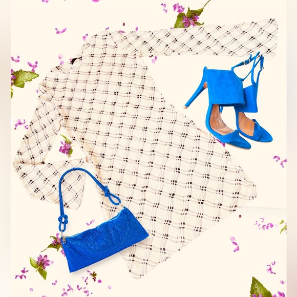 Plaid Dress with Flared Sleeves M - Picture 2 of 15